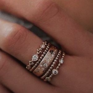 NEW 5pcs Rose Gold Crystal Statement Ring